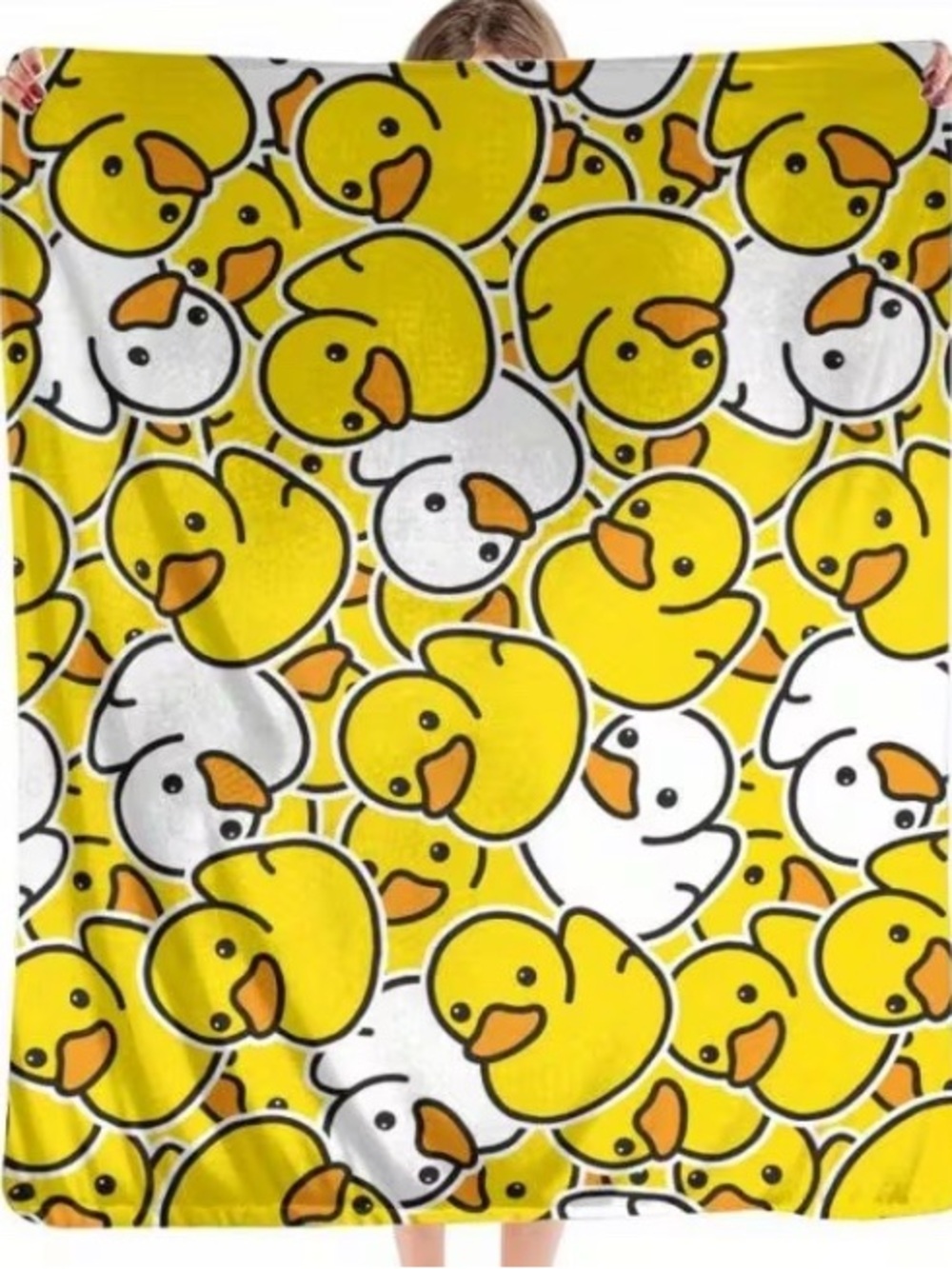 Cute Yellow & White Duck Print Blanket